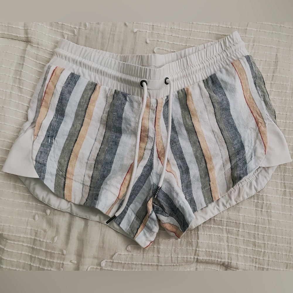 Athleta beachside Bali striped linen shorts, 0, EUC - Picture 4 of 5